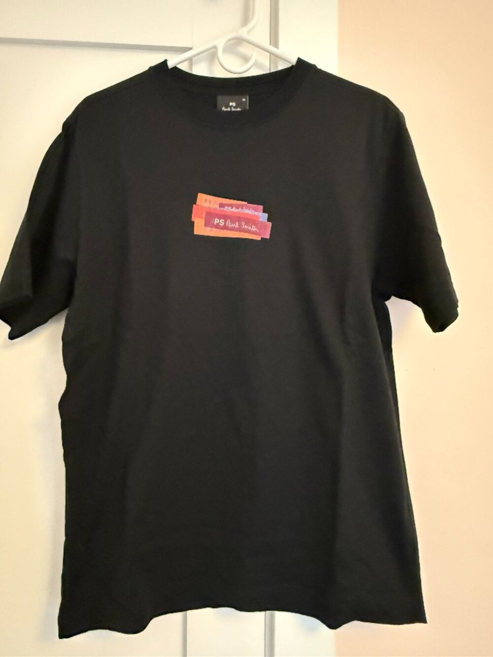 Paul Smith Crew Neck Short Sleeve Tee Black Red Orange Print Size XL